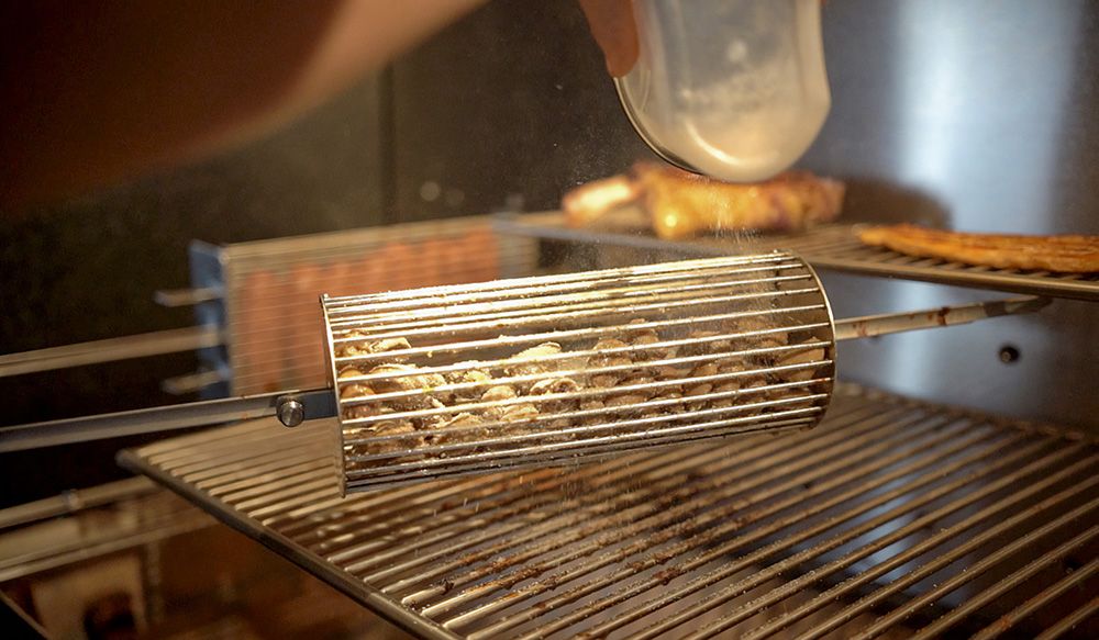 Cilindro de aperetivos em uso